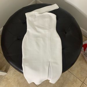 White one shoulder mini dress